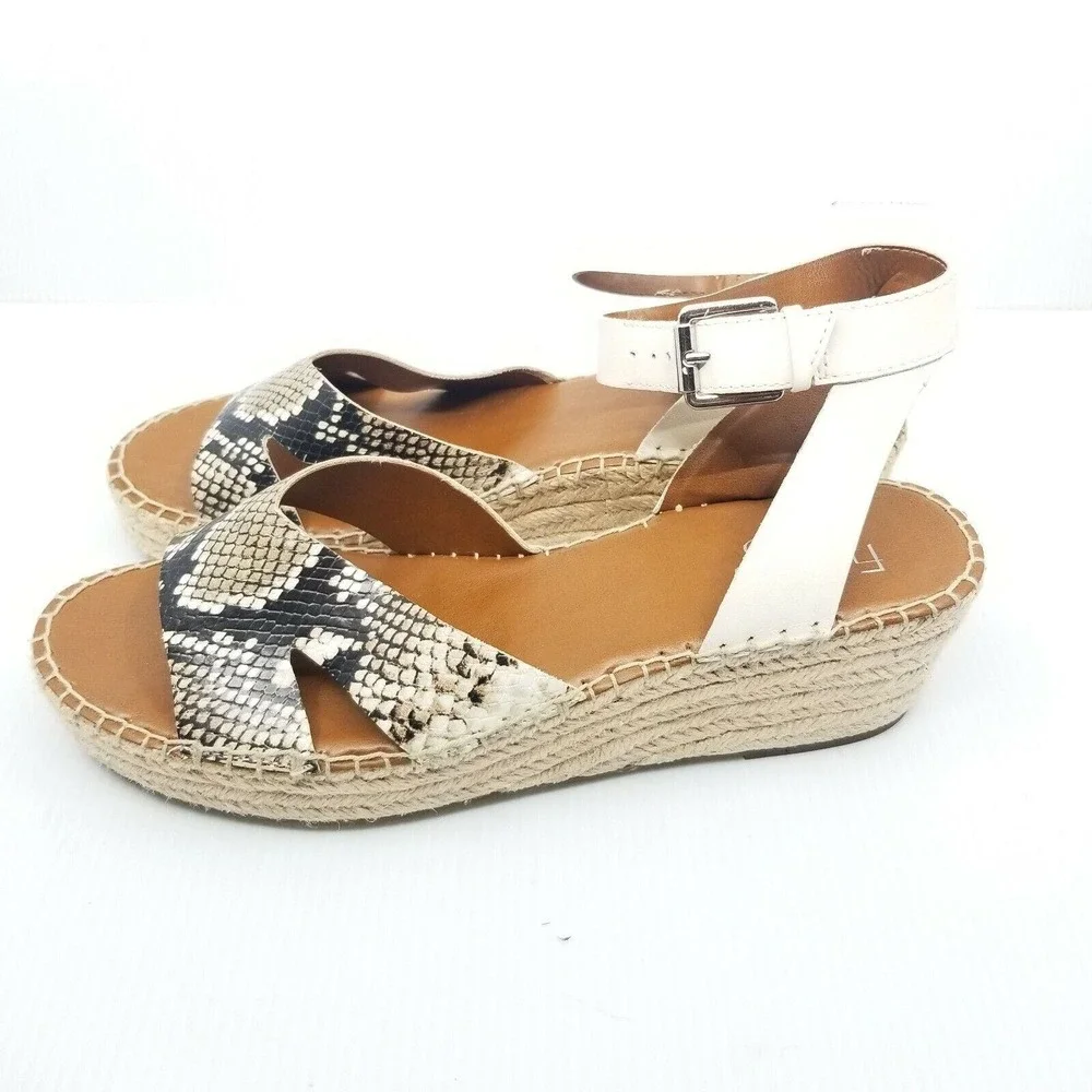 Franco Sarto Pellia 2 Espadrille Snake Print Wedge Sandal NWOT Size 9.5